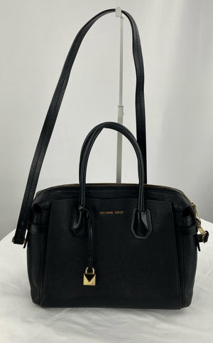 Michael Kors Large Mercer Black Pebble Leather Bag Crossbody Convertible Purse