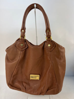 Marc by Marc Jacobs Classic Q Baby Groove Leather Tote Shoulder Bag Brown