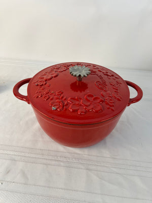 Pioneer Woman Timeless Beauty Enamel Cast Iron 5-Quart Dutch Oven Sunflower, Red
