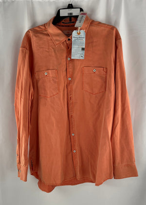 Tommy Bahamas Men's Orange Perfect Fit Button Down Shirt Size XL NWT MSRP $110