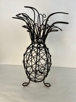 RARE Vintage Large 1970s Modern Style Black Wired Pineapple Sculpture 22" Tall