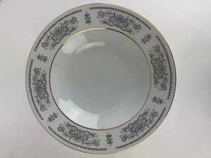 Vintage Henneberg Porzellan 1777 White Black Floral Pasta Bowls Set of 6