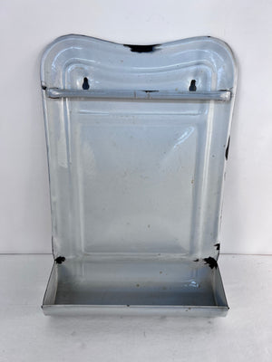Vintage Antique French White Enameled Ladle Holder Utensil Wall Rack No Ladle
