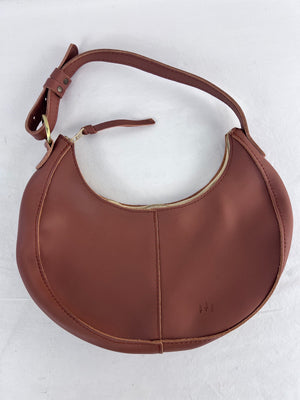 Portland Leather Goods Nora Shoulder Bag Sunkissed Small Crescent Cognac Brown