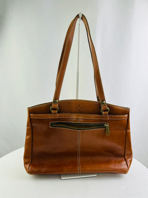 Patricia Nash Poppy Heritage Collection Tan Leather Faux Suede Lining Tote