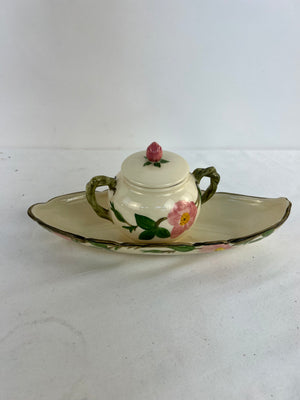 Vintage Franciscan Desert Rose Covered Sugar Bowl & Oval Underplate Tray Set