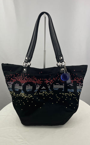 COACH Women Special Edition Black Multicolor Riveted Tote Shoulder Bag MSRP $350