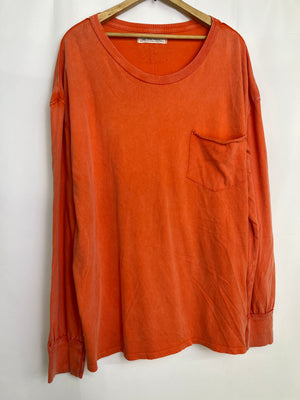 Free People We The Free Fade Into You Long Sleeve Tee Mandarin Red XL NWT