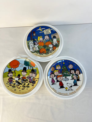 Danbury Mint Collectors Plates Peanuts: Merry Christmas, Thankful, Great Pumpkin
