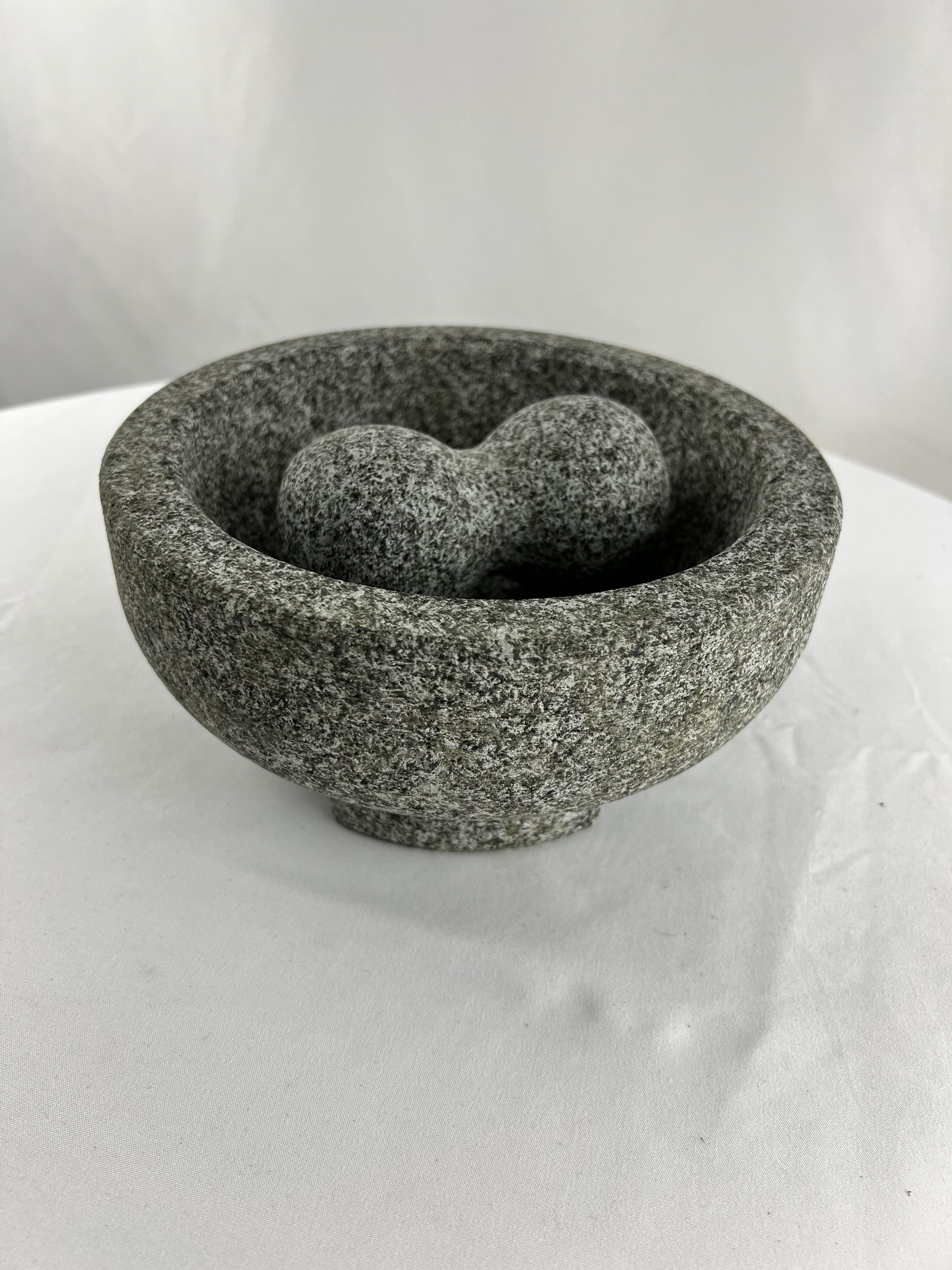 Large Mortar and Pestle - 4 Cup Unpolished Granite Bowl Molcajete Mexican Mortar
