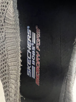 Skechers BOBS Memory Foam Black Stretch Knit Slip On Walking Shoes Womens Size 8