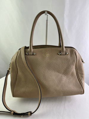 Kate Spade Charles Street Brantley Beige Pebbled Leather Satchel Crossbody Bag