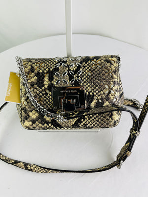 Michael Kors Tina Snake Embossed Leather Crossbody Clutch NWT