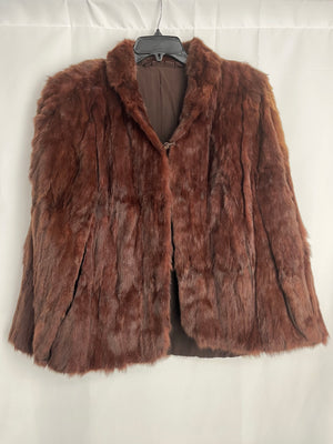 Brown Vintage Style Handmade Faux Fur Shawl 1950 Inspired Old Hollywood One Size