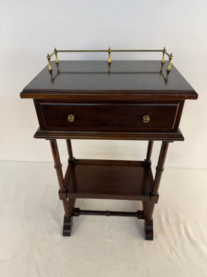 Vintage Ethan Allen Georgian Court Telephone Stand Accent Side Table Brass Rail