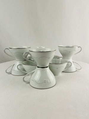 Noritake Whitebrook 6441 White Floral Porcelain Tea Coffee Cups Set of 12 Japan