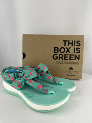 Clarks Cloudsteppers Aria Nicole Aqua Flamingos 8W NIB