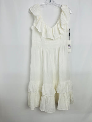 Calvin Klein White Ruffle Midi Dress Romantic Feminine Women's Size 6 NWT
