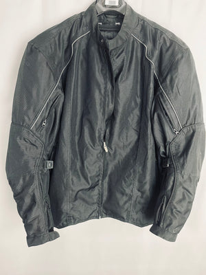 Power Trip Black Armored Removable Lining Motorcycle Riding Jacket Men's 2XL