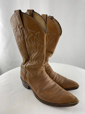 Justin Boots 5520 Men's Tan Embroidered Cowboy Western Size 9B