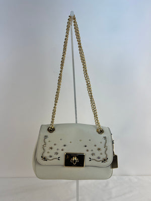 Coach Crosstown Crossbody In Embellished Pebble Leather Ivory Cream Bag 22836