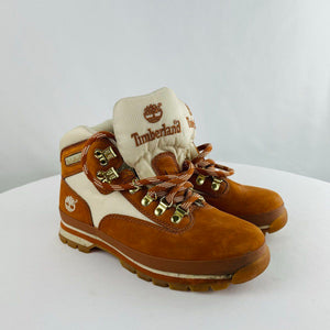 Timberland Euro 85352 Tan | Brown Leather Mid Hiking Boots Women's 6.5M EUC