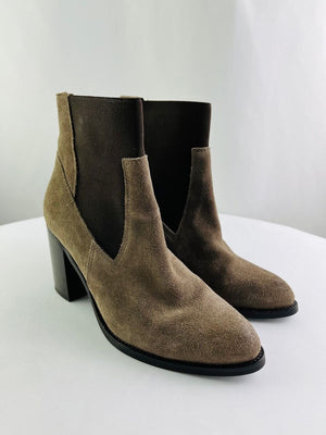Steve Madden Holland Taupe Suede Leather Ankle Boots Women's Size 7