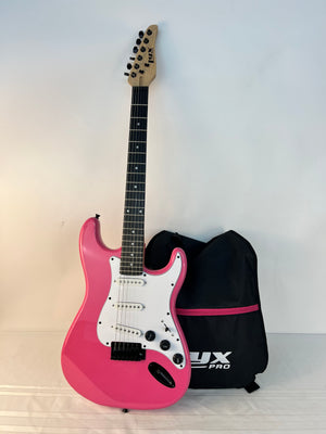 LyxPro 6 String Solid Electric Guitar Pink with Soft Case
