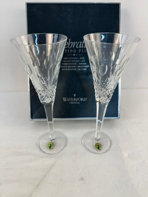 Waterford Crystal Celebration Toasting Flutes 2nd Edition JOY Pair (New In Box)