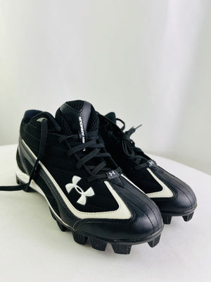 Under Armour Leadoff lll Mid Black/White Mid Top Baseball Cleats Men 8.5 in Box
