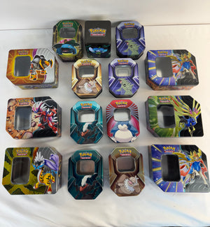 Pokemon TCG Large Storage Tin Lot of 14 + Chest - Empty Card Boxes (Snorlax)