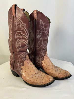 Larry Mahan Men's Size 7 Vintage Ostrich Cowboy Western Boots Texas Made 7970