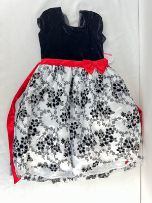 Nannette Kids Girls Size 7 Black Velvet White Floral Belted Holiday Dress NWT