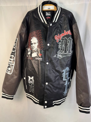 3XL Members Only The Godfather Varsity Jacket Black Gray Men's Bomber 3X