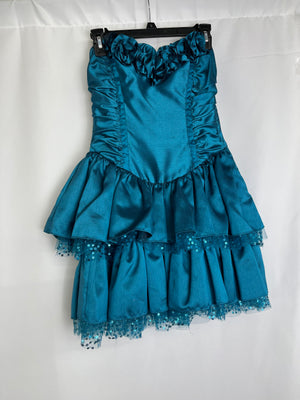 Betsey Johnson Evening Teal Sequin & Mesh Lined Formal Dress Women's 2 NWT