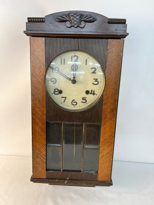 Vintage Meiji Spring Pendulum Clock with Beveled Glass(Missing Pendulum & Key)