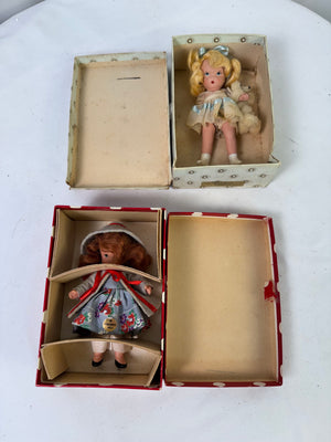 VTG 1940s Nancy Ann Storybook Dolls Lot #128 Goldylocks Baby Bear & #114 Bisque