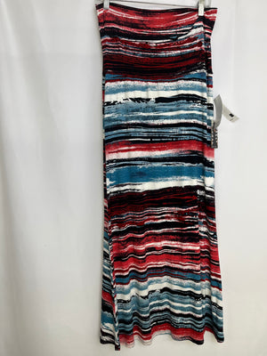Karen Kane City Limits Fold Waist Skirt Blue Red Multi Size Medium NWT