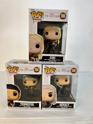 Funko Pop The Witcher Lot of 3: Geralt #1385, Yennefer #1318, Ciri #1386