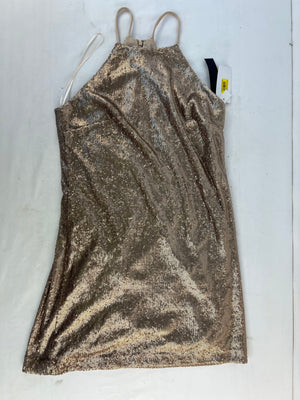 Halston Gold Sequin Halter Mini Dress Party Cocktail NWT Size 4 S