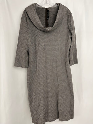 Vintage St. John Caviar Multi Cowl Neck Wool Dress NWT