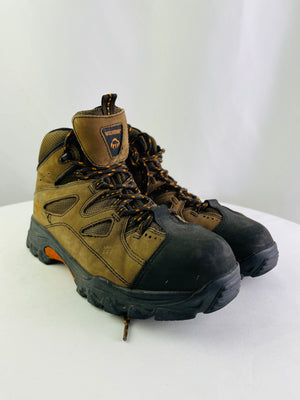 Wolverine Hudson Mid Cut Steel Toe Brown Hiker Work Boots Men's 9.5 EW