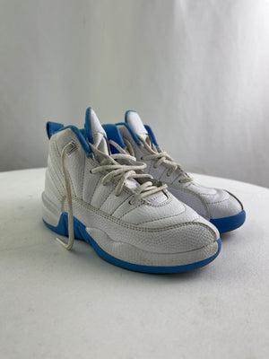 Jordan 12 Retro Preschool Melo White/Blue Boys Sneakers Size 11.5C | 151186-112