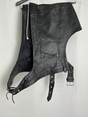 American Top Genuine Leather Black Fully Lined Biker Chaps Size 6XL