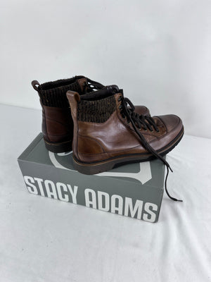 Stacy Adams Envoy Men’s Lace Up Boots Brown Crazy Horse Leather Size 10 M 25498