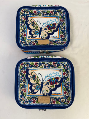 (Set of 2) Brighton Butterfly Garden Blue Jewelry Case Travel Bag