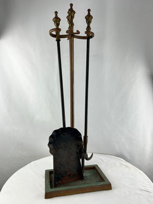Harvin Virginia Metalcrafters Iron Bronze Fireplace Tool Set 4-Piece