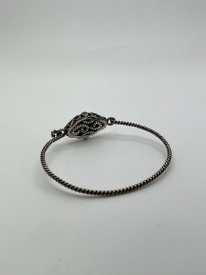 Barse 925 Sterling Silver Jade Bracelet 12g Bangle 7 in.