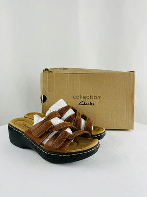 Clarks Collection Merliah Karli 58235 Tan Leather Sandals Women's Size 7.5W Box