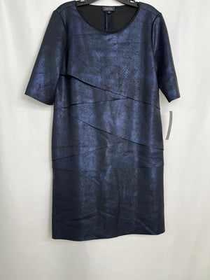 Tahari ASL Frank Black & Blue Flecked Pullover Sheath Dress Size 14 NWT